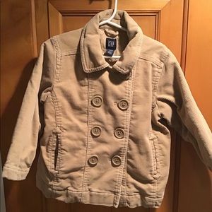 BABY GAP Tan Corduroy Pea Coat Sz Toddler 4 years